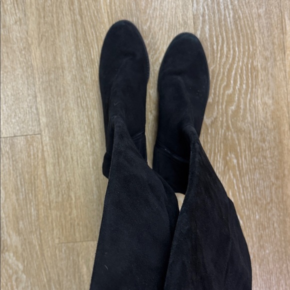 Stuart Weitzman Reserve Black Suede Microstretch Over Knee Block Heel Boots sz 9 - Picture 9 of 16